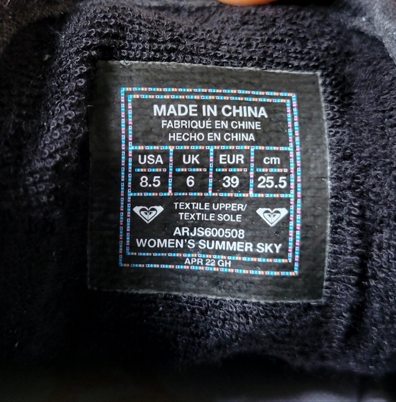 Roxy Surf Slip-On Sneaker sz 8.5 Dark Charcoal Grayblack - Picture 6 of 7